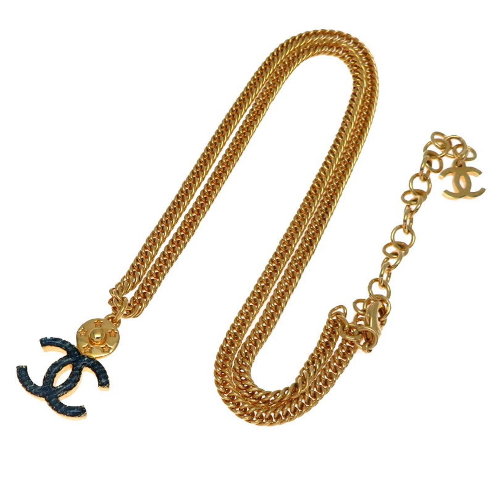 Gold Plated Necklace Featuring Chanel Coco Mark Pendant: Gold Plated Necklace Featuring Chanel Coco Mark Pendant This Chanel Coco Mark necklace features a gold-plated finish and a classic Coco Mark pendant. Designed for women, it offers an adjustable neck c