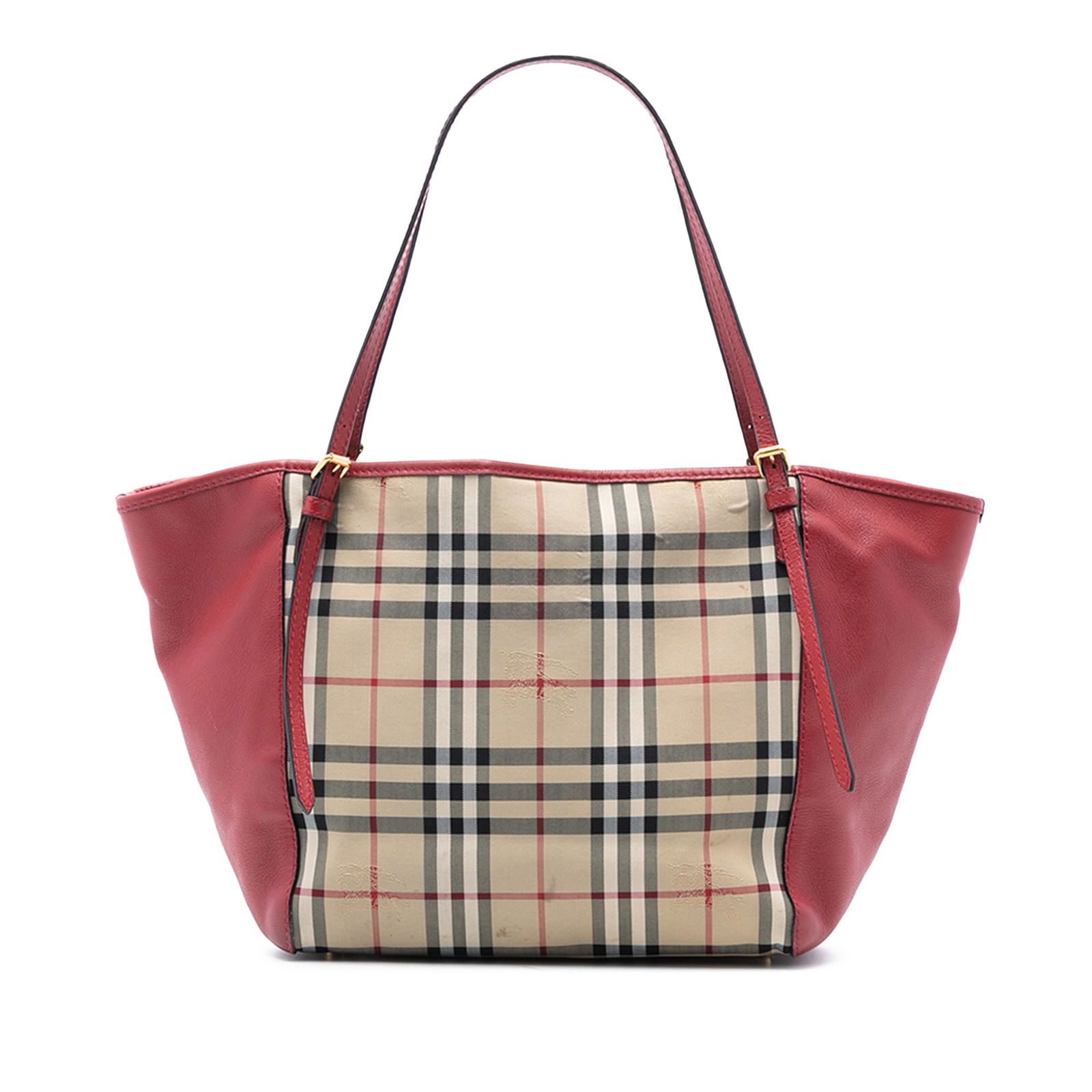Burberry Canterbury Tote Small Haymarket Check Canvas With Leather Trim: Burberry Canterbury Tote Small Haymarket Check Canvas With Leather Trim This Burberry Small Haymarket Check Canterbury Tote features the iconic Haymarket check canvas with leather trim, flat leather h