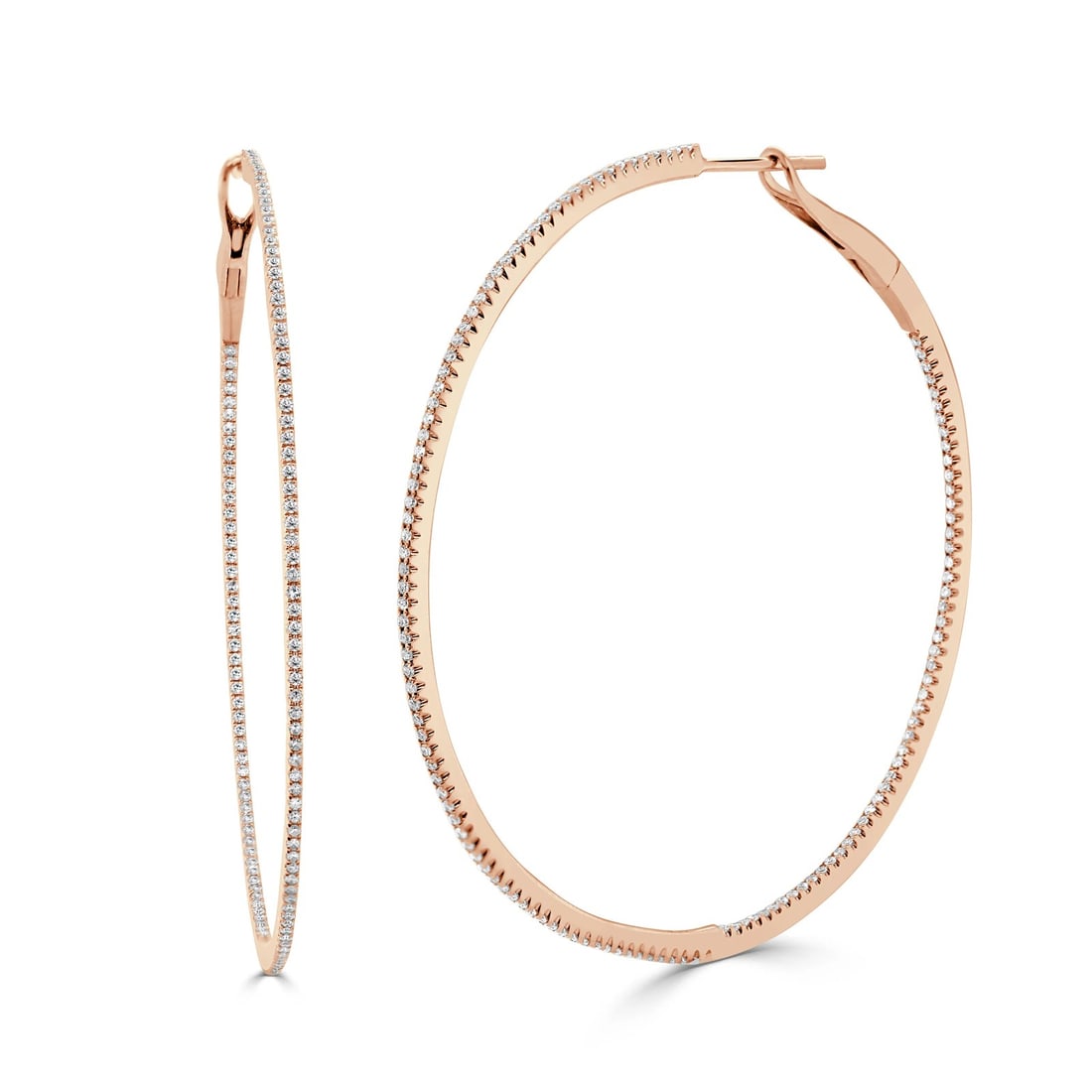 Sabrina Designs 14K Rose Gold Diamond Skinny Hoop Earrings 0.68 CTW: Sabrina Designs 14K Rose Gold Diamond Skinny Hoop Earrings 0.68 CTW Add a touch of elegance to your jewelry collection with these stunning Diamond Skinny Hoop Earrings. Crafted from high-quality 14K r
