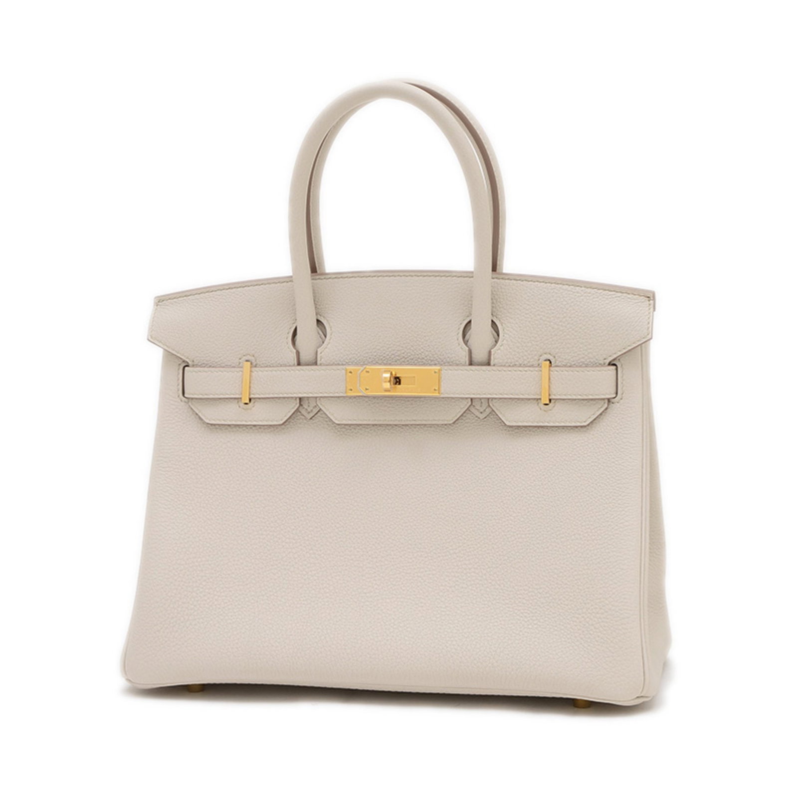 Gold Leather Birkin 30 Handbag by Hermes France: Gold Leather Birkin 30 Handbag by Hermes France This Hermes Birkin 30 handbag features a luxurious leather construction in a gold color. Designed for women, it is crafted in France and showcases the b