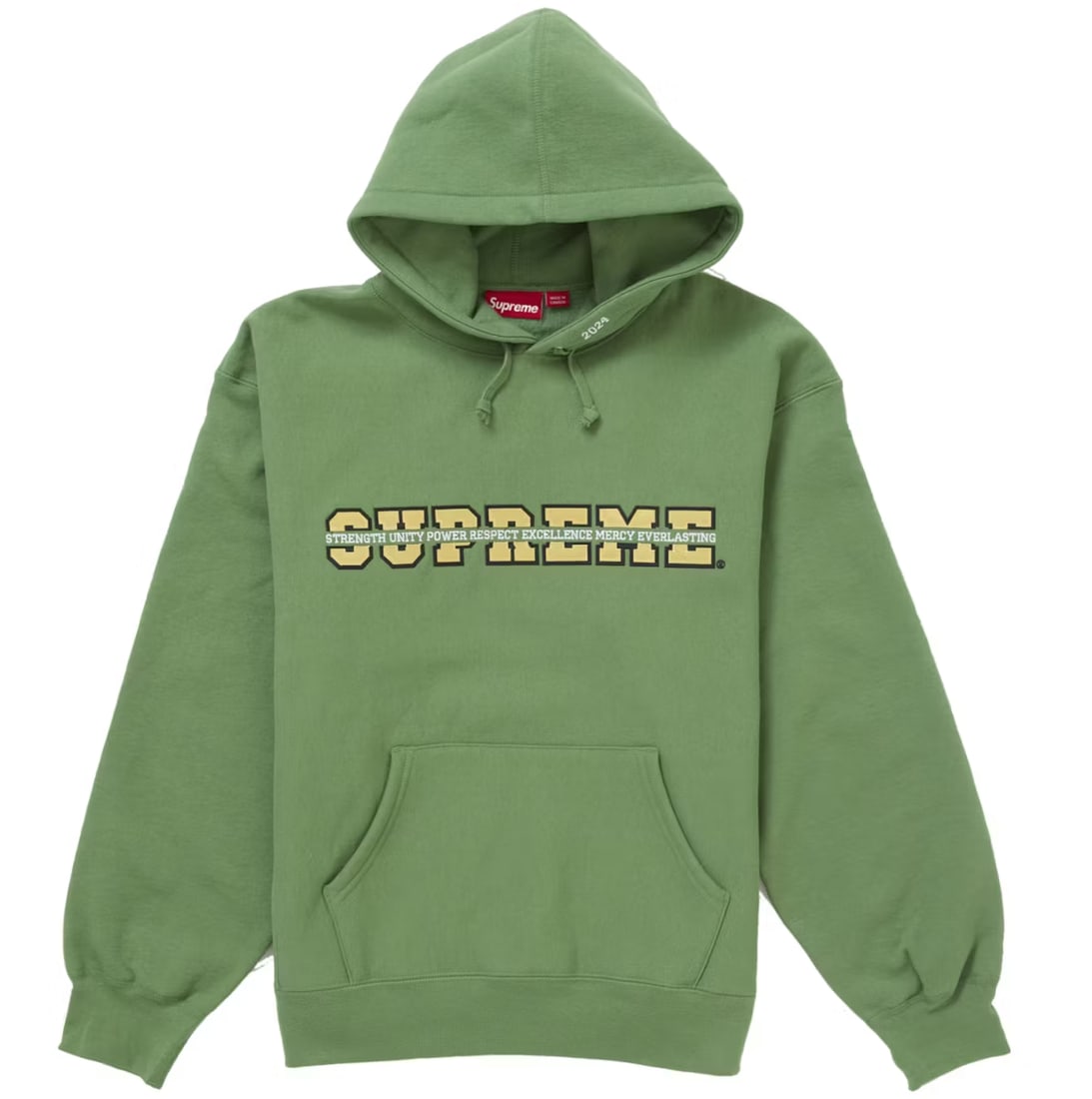 Dusty Green Collegiate Acronym Hoodie by Supreme Medium: Dusty Green Collegiate Acronym Hoodie by Supreme Medium This is an authentic Supreme Collegiate Acronym hoodie in dusty green. The hoodie is un-used and in unworn condition. Size is medium. Specificat