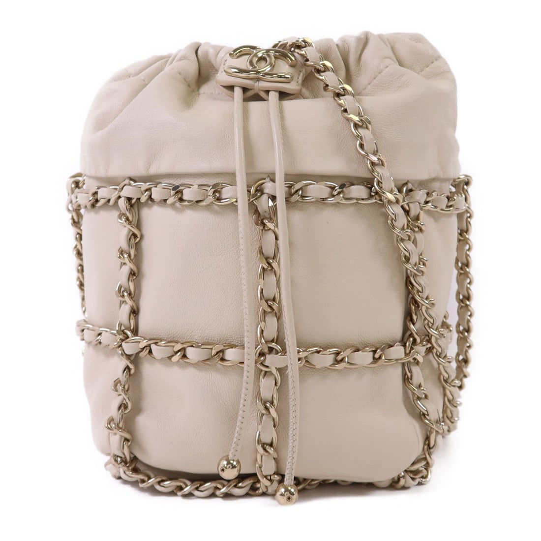 Beige Lambskin Chanel AS2314 Chain Shoulder Bag with CC Logo and Gold Hardware (1 of 17)