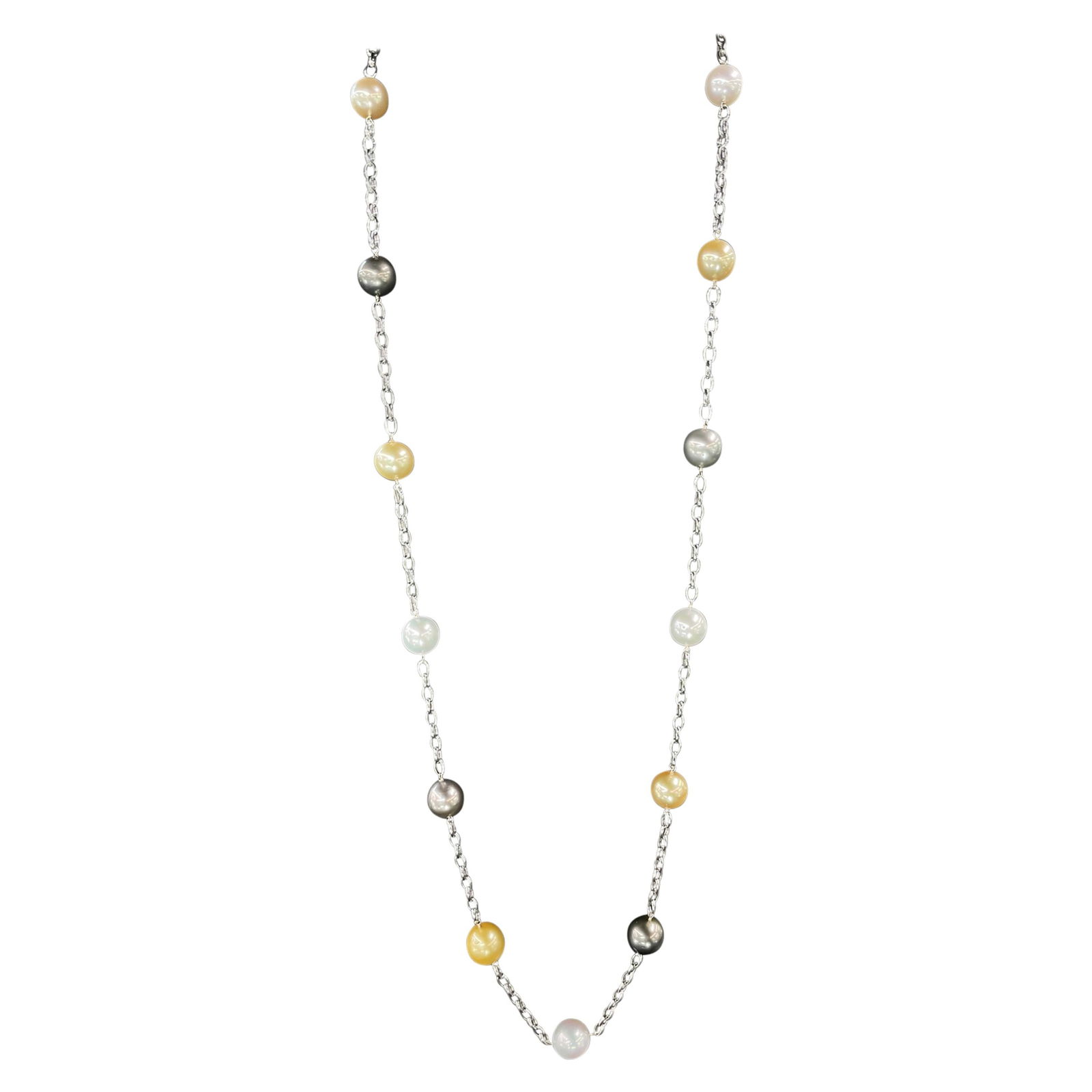 Harbor Diamonds 14k Gold South Sea Multi-Color Tincup Necklace 40 in (1 of 8)
