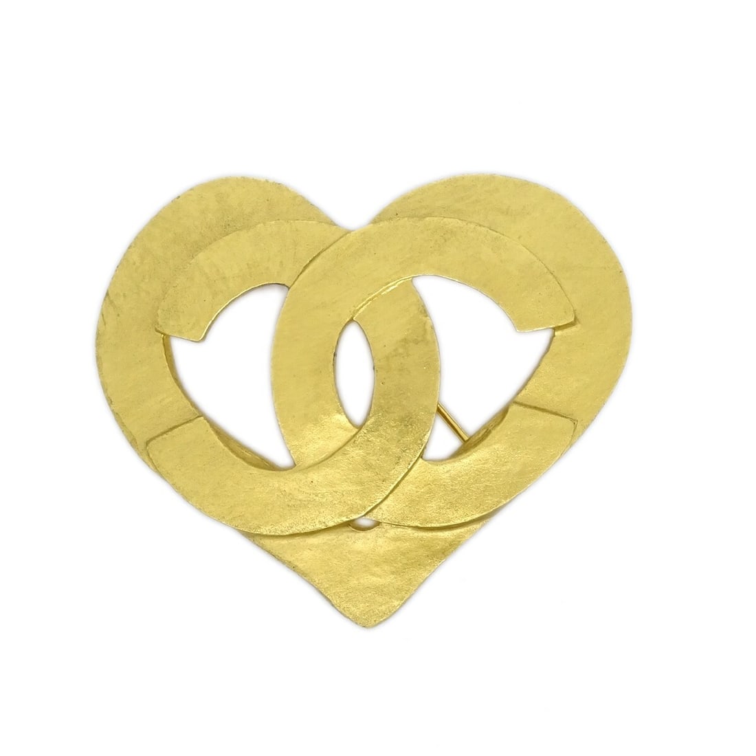 Chanel 95P Gold-Plated Heart Brooch 2 Inch Elegant Accessory (1 of 4)
