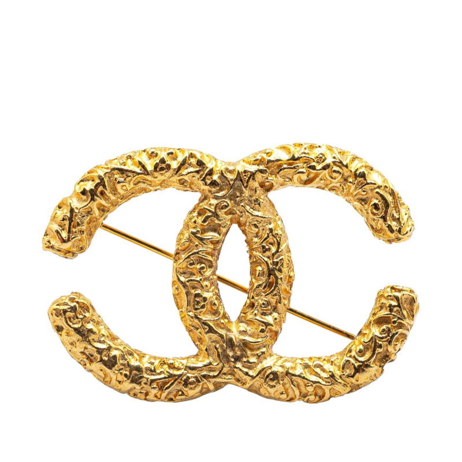 Gold Plated Coco Mark Brooch by Chanel 3.56cm x 5.16cm: Gold Plated Coco Mark Brooch by Chanel 3.56cm x 5.16cm This Chanel Coco Mark accessory features a gold-plated finish and is designed for women. It is crafted in France and showcases the iconic Coco Ma