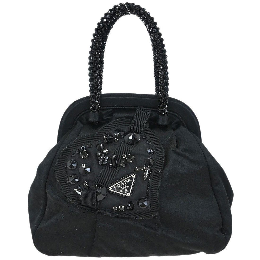 Prada Black Satin Top Handle Handbag Made in Italy (1 of 10)