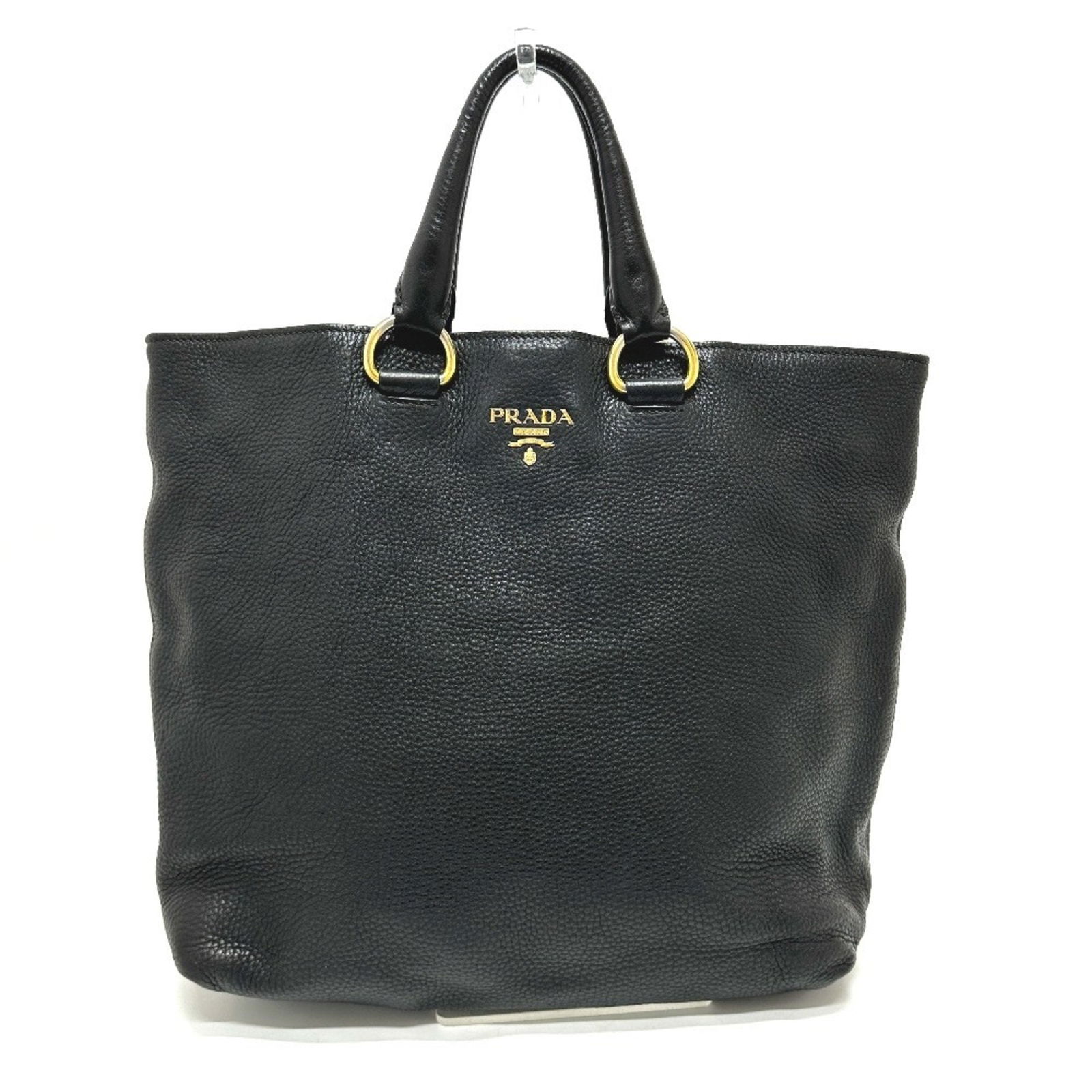 Black Leather Prada Daino Handbag with Italian Craftsmanship (1 of 17)