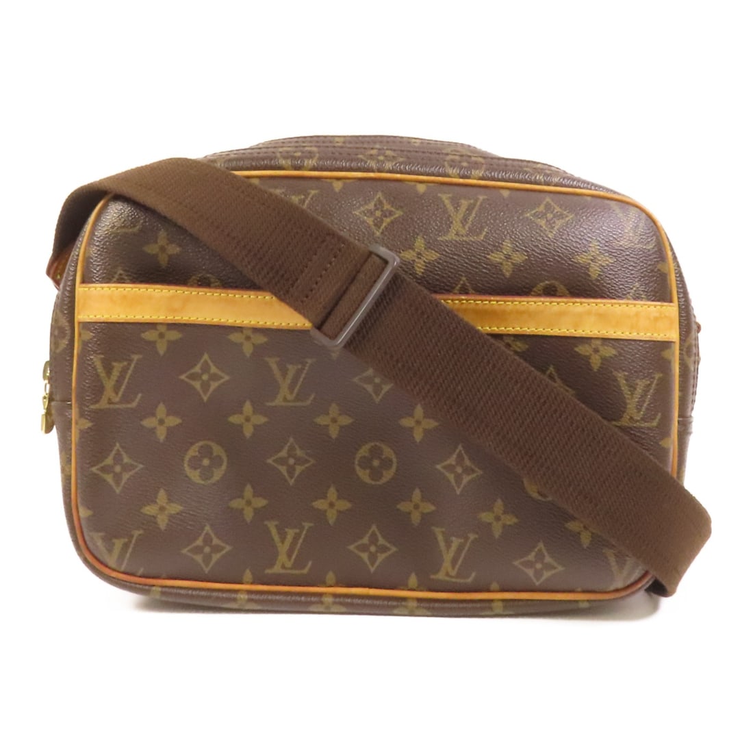 Louis Vuitton Reporter PM Monogram Canvas Brown Shoulder Bag M45254 GHW: Louis Vuitton Reporter PM Monogram Canvas Brown Shoulder Bag M45254 GHW This Louis Vuitton Reporter PM shoulder bag features the signature monogram brown PVC coated canvas exterior. Crafted in