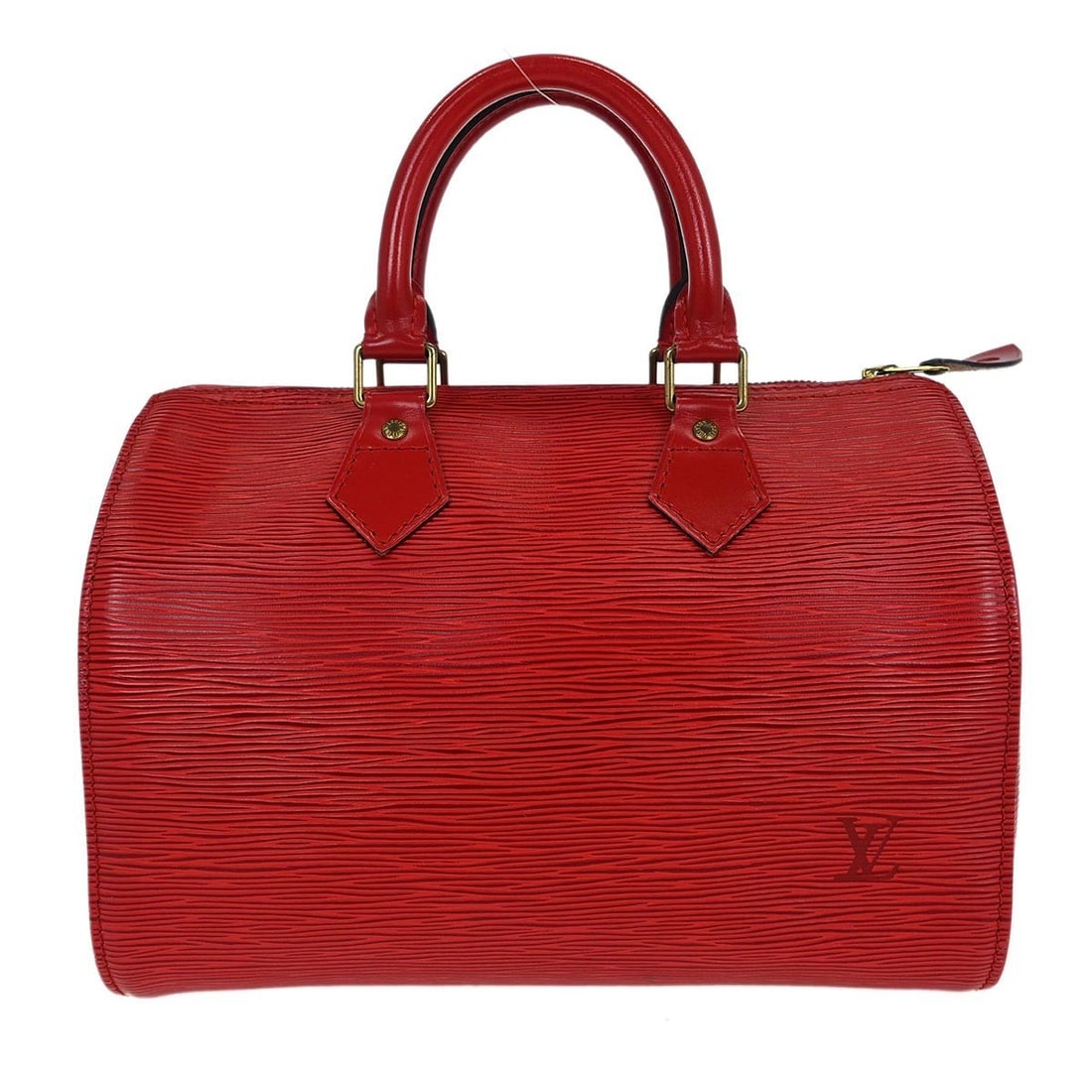 Louis Vuitton Red Epi Speedy 25 Handbag M43017 Vintage Duffle: Louis Vuitton Red Epi Speedy 25 Handbag M43017 Vintage Duffle This authentic Louis Vuitton Red Epi Speedy 25 Handbag (M43017) is a small, stylish duffle bag that showcases the brand's iconic Epi leath