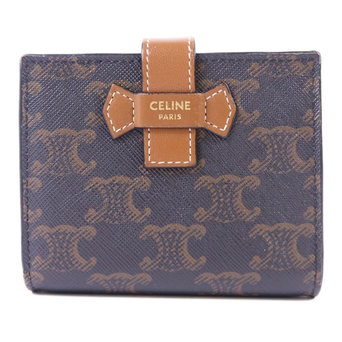 Brown Bi-Fold Wallet by CELINE in Coated Canvas and Calfskin Leather (1 of 18)