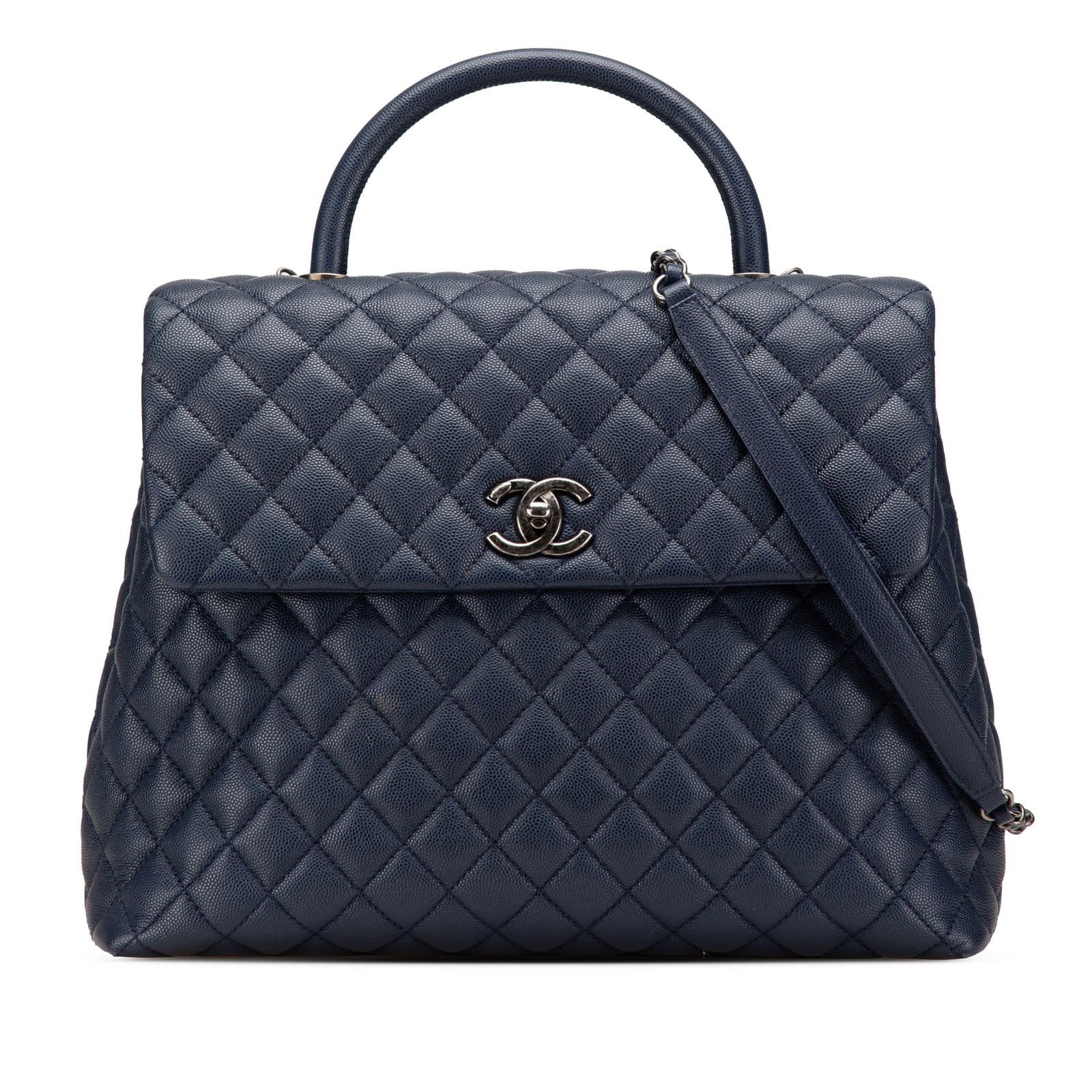 Chanel Blue Quilted Caviar Large Coco Top Handle Bag (1 of 14)