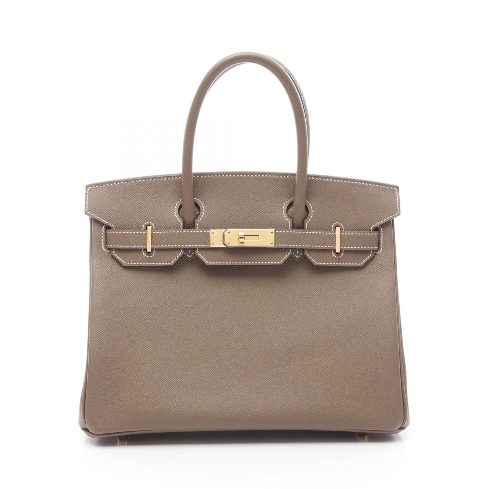 Brown Leather Birkin 30 Tote by Hermes France: Brown Leather Birkin 30 Tote by Hermes France This Hermes Birkin 30 handbag features a brown leather exterior with gold-tone hardware. The bag is designed for women and is crafted in France. It shows