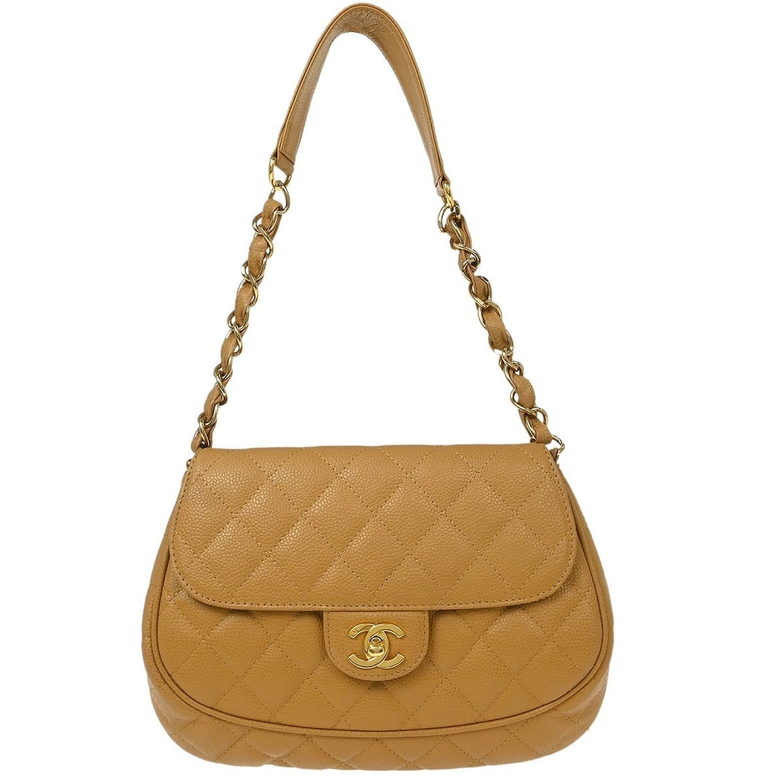 Chanel Beige Leather Top Handle Handbag with Logo Accents: Chanel Beige Leather Top Handle Handbag with Logo Accents This elegant Chanel handbag is crafted from high-quality beige calfskin leather, showcasing the iconic logo accent. It features a stylish turn