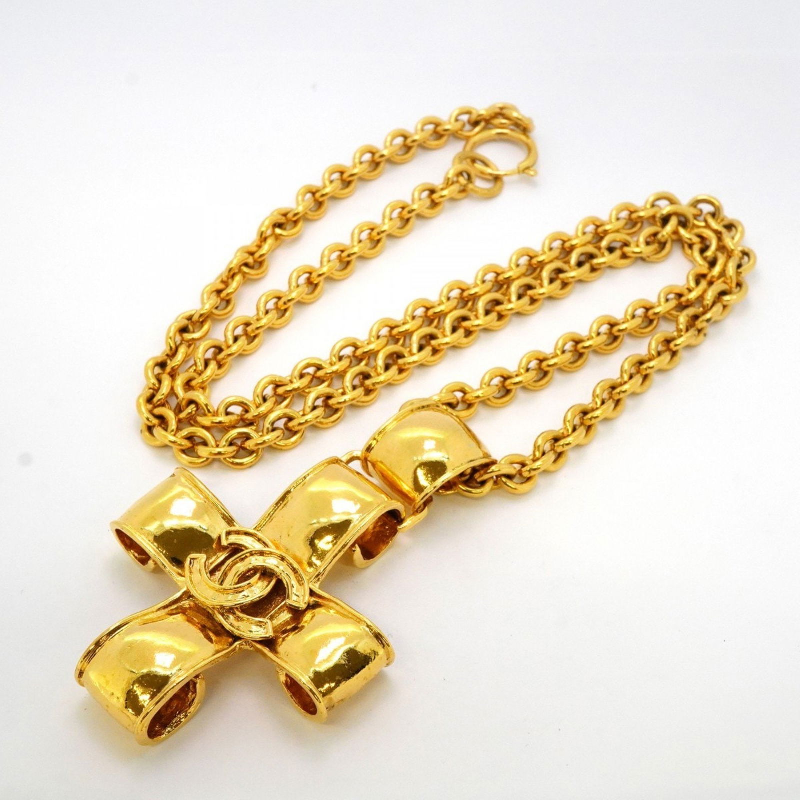 Gold Plated Chanel Coco Mark Pendant Necklace 79 cm (1 of 1)