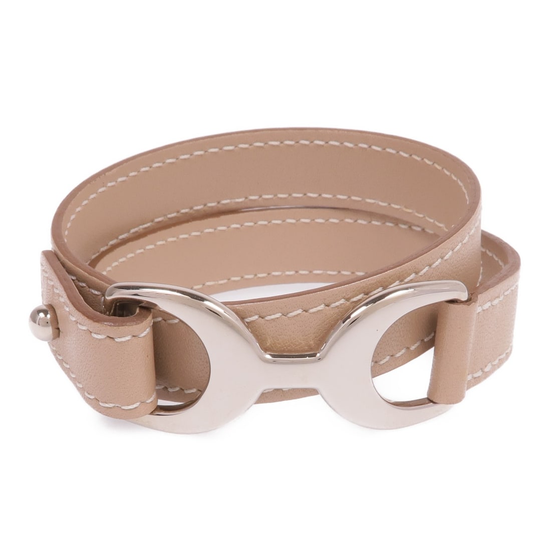 HERMES Baby Pavane Double Tour Bracelet Swift Leather Etoupe (1 of 12)