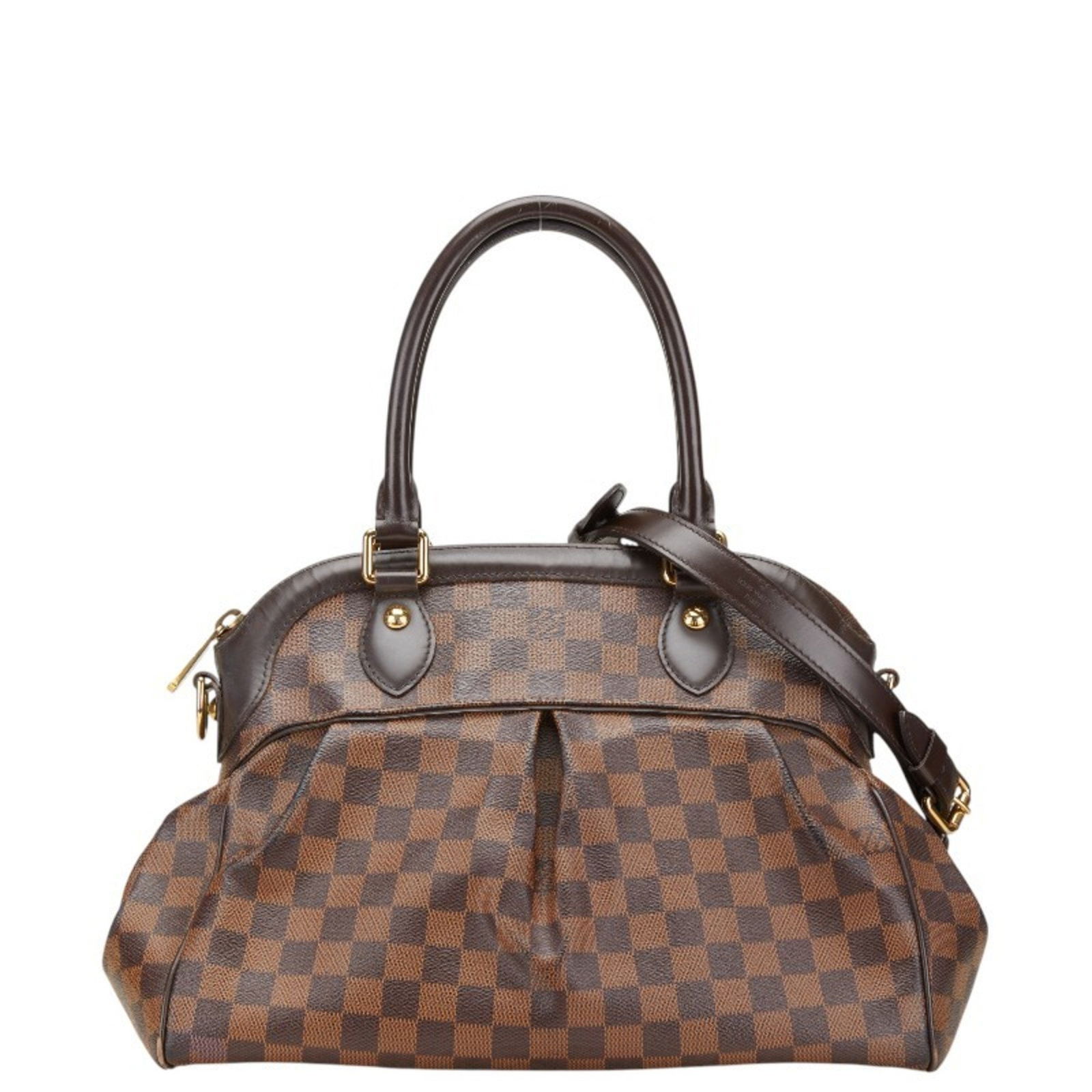 Louis Vuitton Trevi Brown Canvas Satchel Handbag France: Louis Vuitton Trevi Brown Canvas Satchel Handbag France The Louis Vuitton Trevi is a brown canvas handbag designed for women. This model features a spacious interior and is crafted in France. The bag