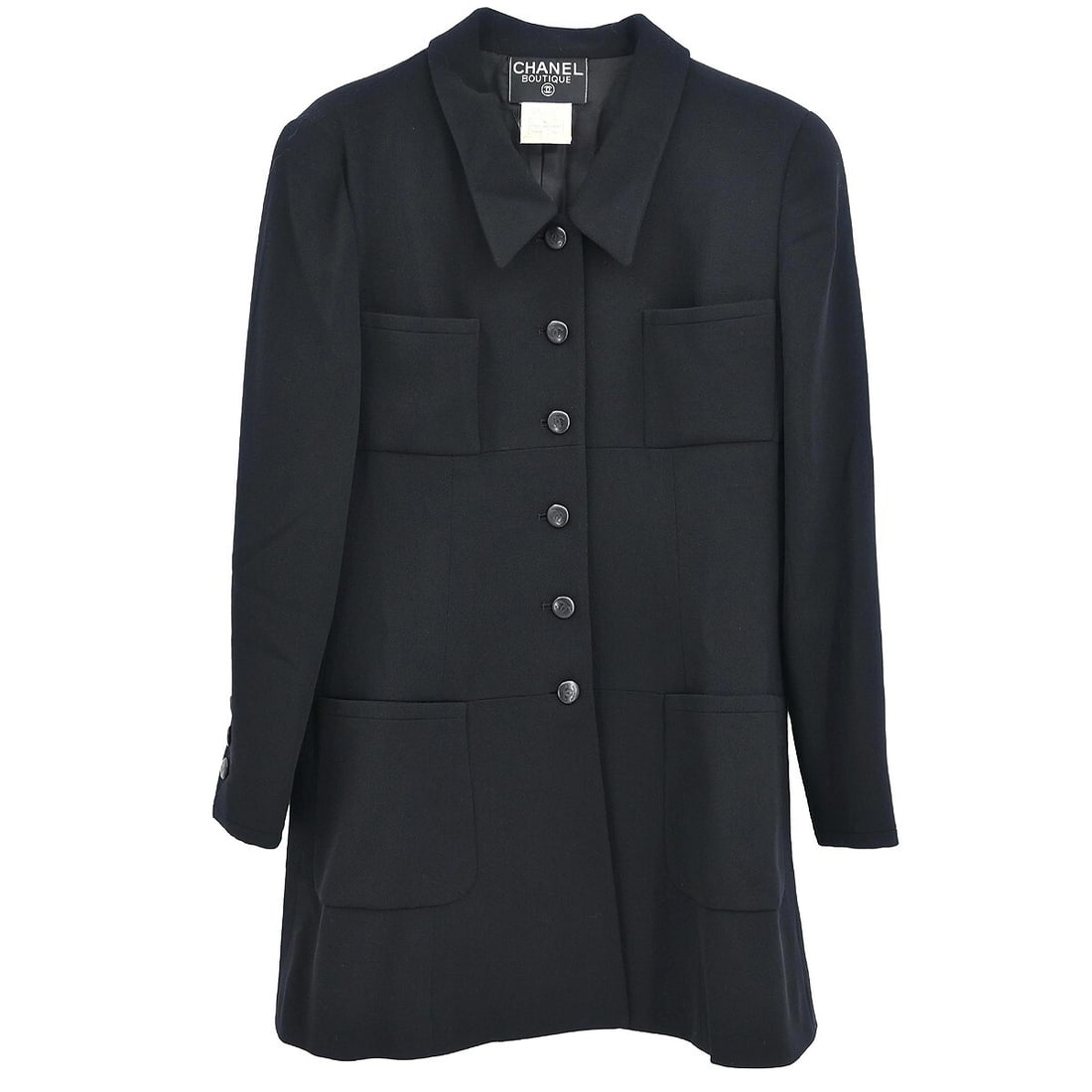 Vintage Chanel Black Wool Single Breasted Jacket 96C #42 (1 of 10)