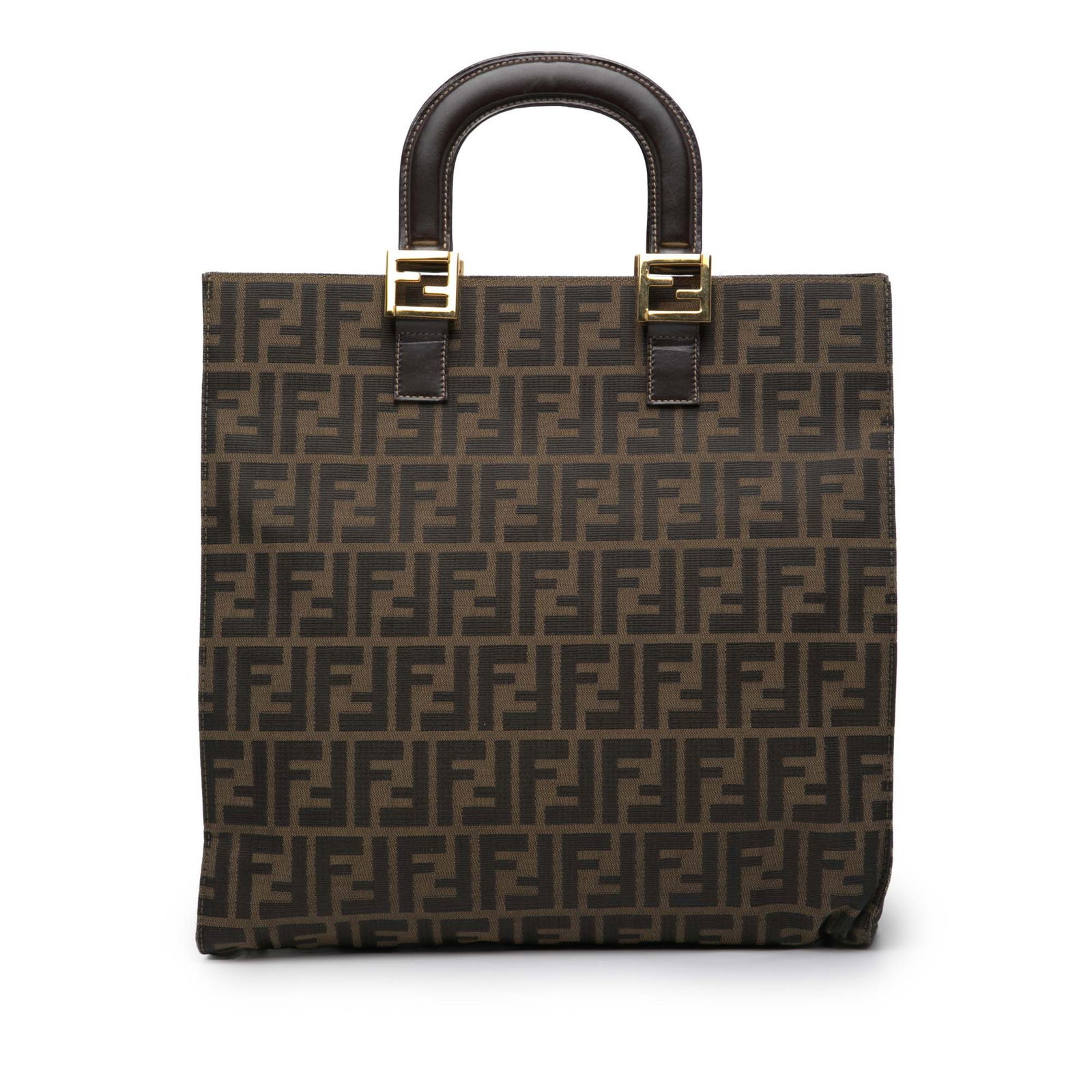 Fendi Zucca Canvas Twins Tote Brown Fabric Bag: Fendi Zucca Canvas Twins Tote Brown Fabric Bag The Fendi Zucca Canvas Twins Tote is a stylish and functional accessory crafted from durable canvas in a rich brown color. It features flat leather top h