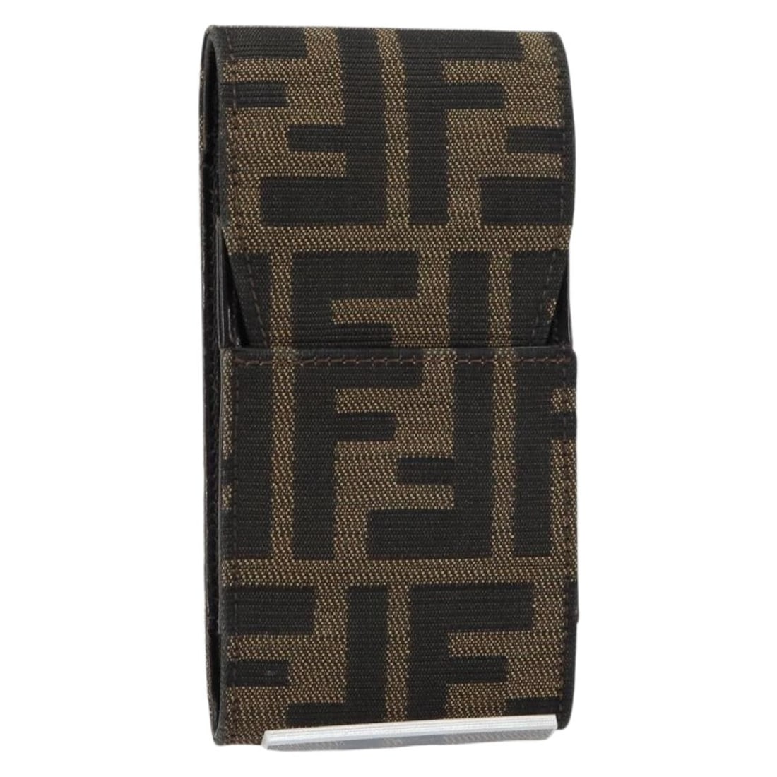 FENDI Zucca Canvas Cigarette Case Black Brown Made in Italy: FENDI Zucca Canvas Cigarette Case Black Brown Made in Italy This authentic FENDI Zucca Canvas Cigarette Case features a stylish black and brown design, crafted from durable Zucca canvas. The compact s