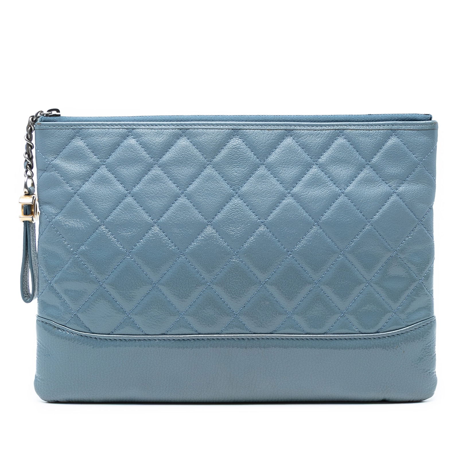 Chanel Medium Aged Calfskin Gabrielle O Case Clutch Blue Leather (1 of 8)