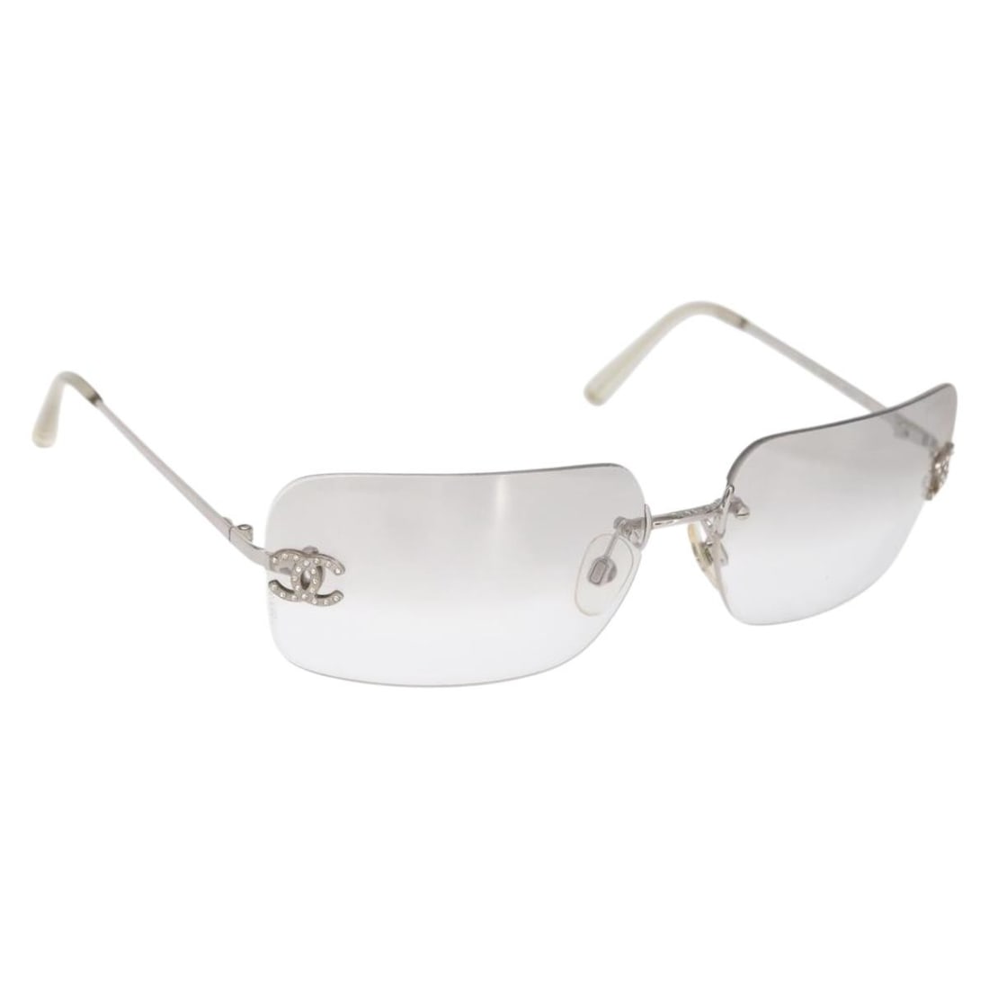 Clear Metal CHANEL COCO Mark Sunglasses with CC Logo and Box (1 of 17)