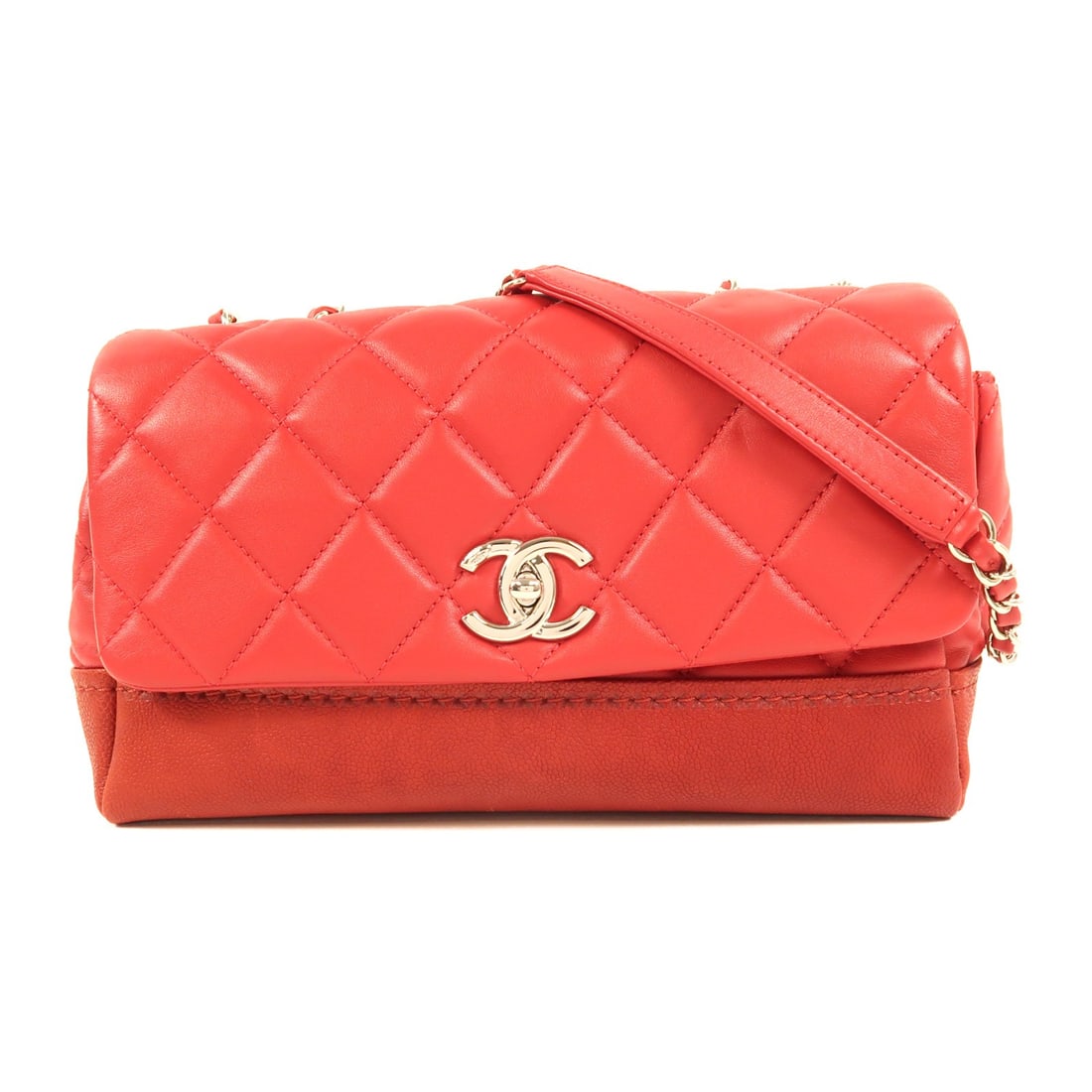CHANEL Red Calfskin Leather Shoulder Bag with Chain SHW: CHANEL Red Calfskin Leather Shoulder Bag with Chain SHW This exquisite CHANEL shoulder bag is crafted from luxurious calfskin leather in a vibrant red hue, making it a statement piece for any outfit.