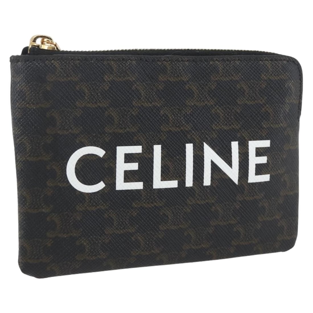 CELINE Macadam Canvas Coin Purse Black Gold Authentic Italy: CELINE Macadam Canvas Coin Purse Black Gold Authentic Italy This elegant CELINE Macadam Canvas Coin Purse is a stylish accessory crafted from durable PVC leather with a sophisticated black and gold co