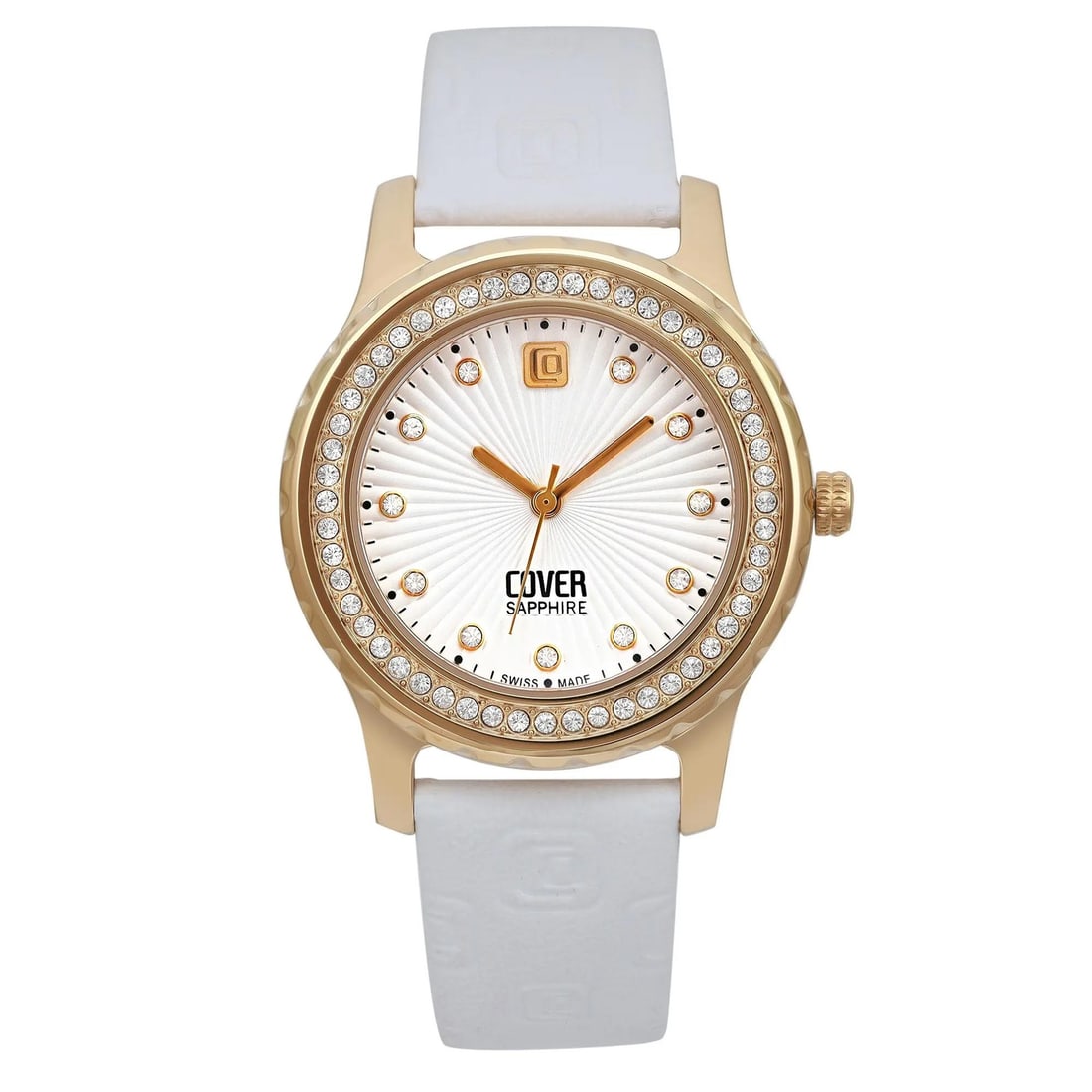 COVER LD 36mm Gold PVD White MOP Dial Ladies Quartz Watch: COVER LD 36mm Gold PVD White MOP Dial Ladies Quartz Watch This elegant COVER wristwatch features a stunning 36mm round case crafted from PVD coated stainless steel in a luxurious gold color. The eye-c