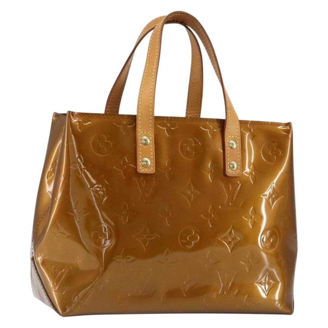 LOUIS VUITTON Monogram Vernis Reade PM Hand Bag Bronze Patent Leather M91146: LOUIS VUITTON Monogram Vernis Reade PM Hand Bag Bronze Patent Leather M91146 This authentic LOUIS VUITTON Monogram Vernis Reade PM Hand Bag is a stylish accessory that embodies luxury and sophisticati