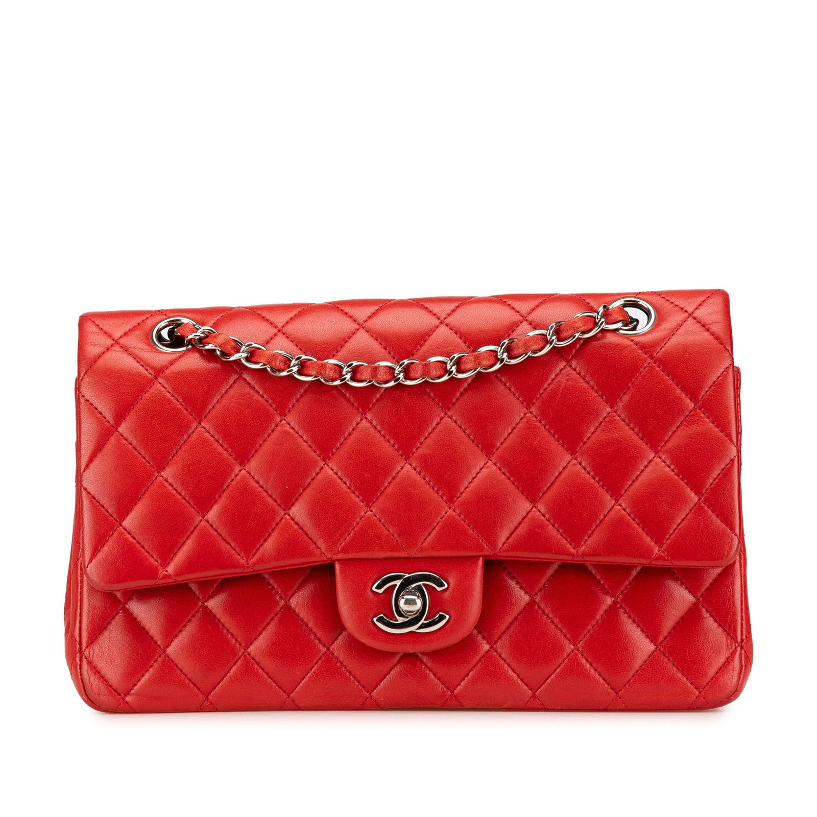 Chanel Medium Classic Lambskin Double Flap Red Shoulder Bag (1 of 17)