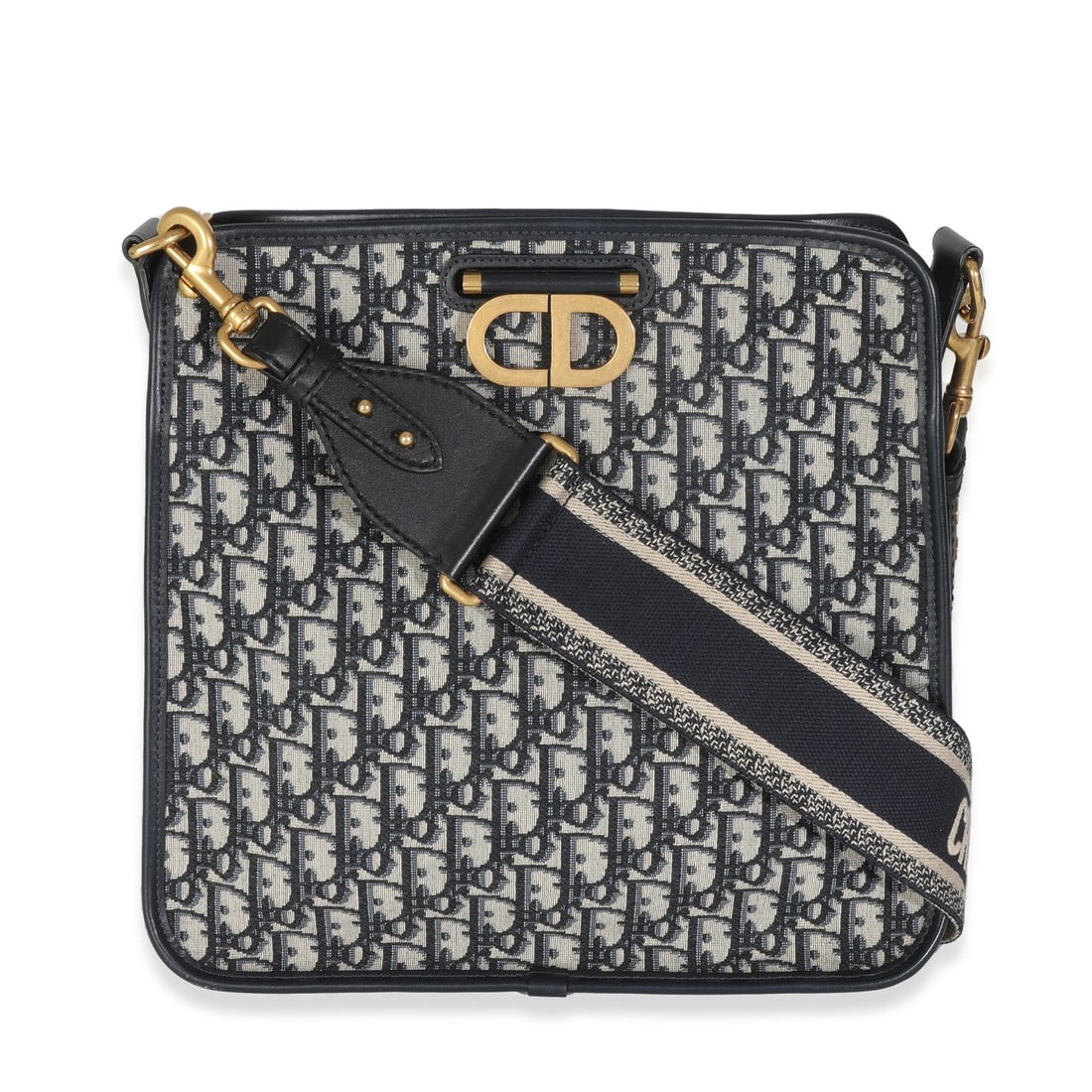 CD Hobo Shoulder Bag in Navy Oblique Canvas by Christian Dior: CD Hobo Shoulder Bag in Navy Oblique Canvas by Christian Dior This Christian Dior CD Hobo shoulder bag features the iconic navy oblique canvas in beige and blue tones. Designed for unisex use, the bag