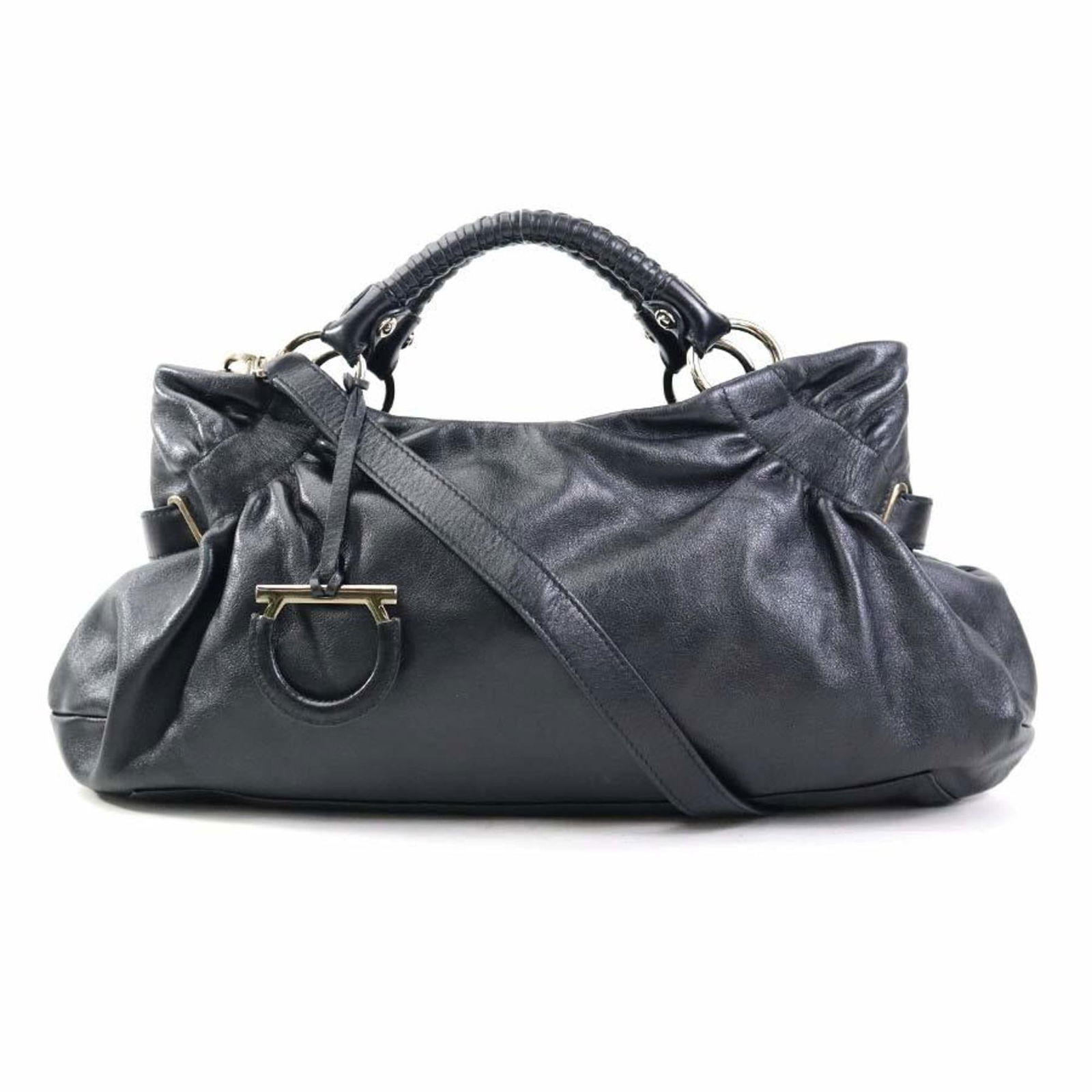 Black Leather Gancini Bag by Salvatore Ferragamo (1 of 1)