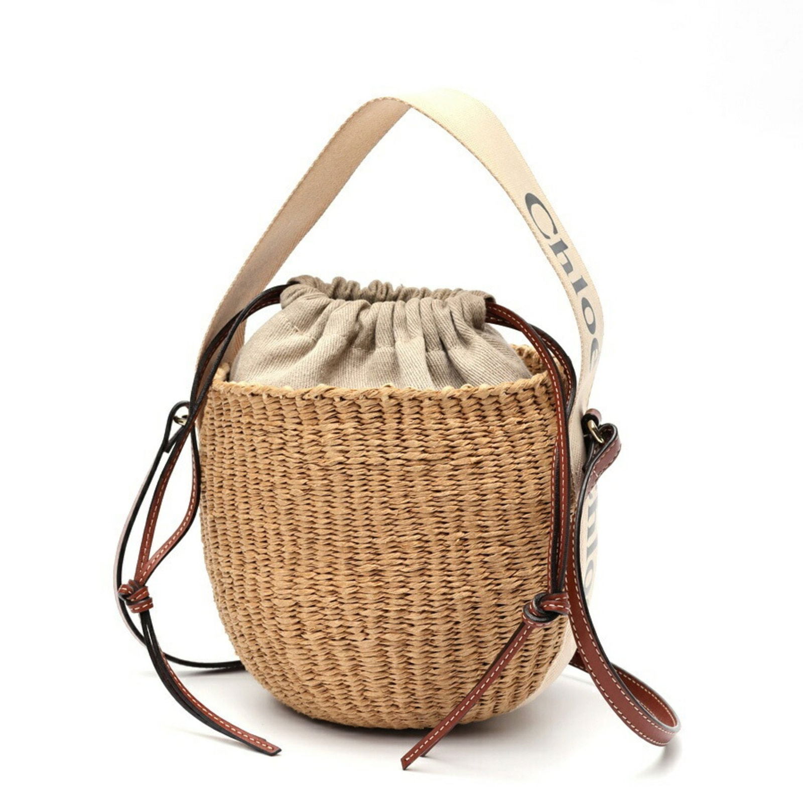 Chloe Woody beige wicker handbag 16cm x 17cm x 16cm (1 of 1)