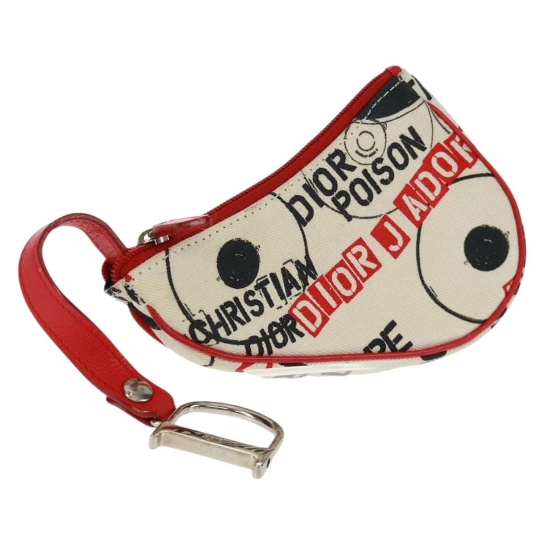 Hardcore Saddle White Canvas Pouch by Christian Dior with Dust Bag: Hardcore Saddle White Canvas Pouch by Christian Dior with Dust Bag This Christian Dior Hardcore Saddle pouch features a white and silver canvas exterior with a compact design. The pouch is crafted in