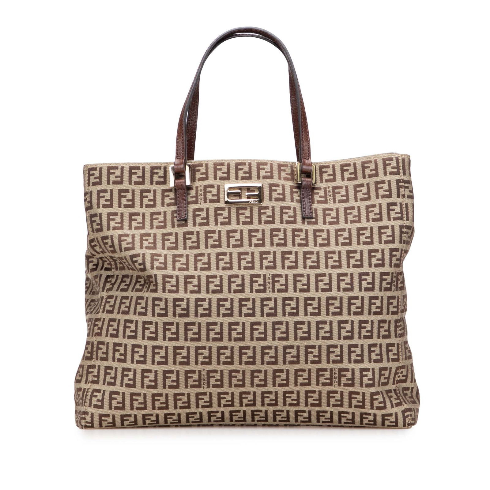 Fendi Zucchino Canvas Brown Tote Bag with Leather Straps (1 of 13)