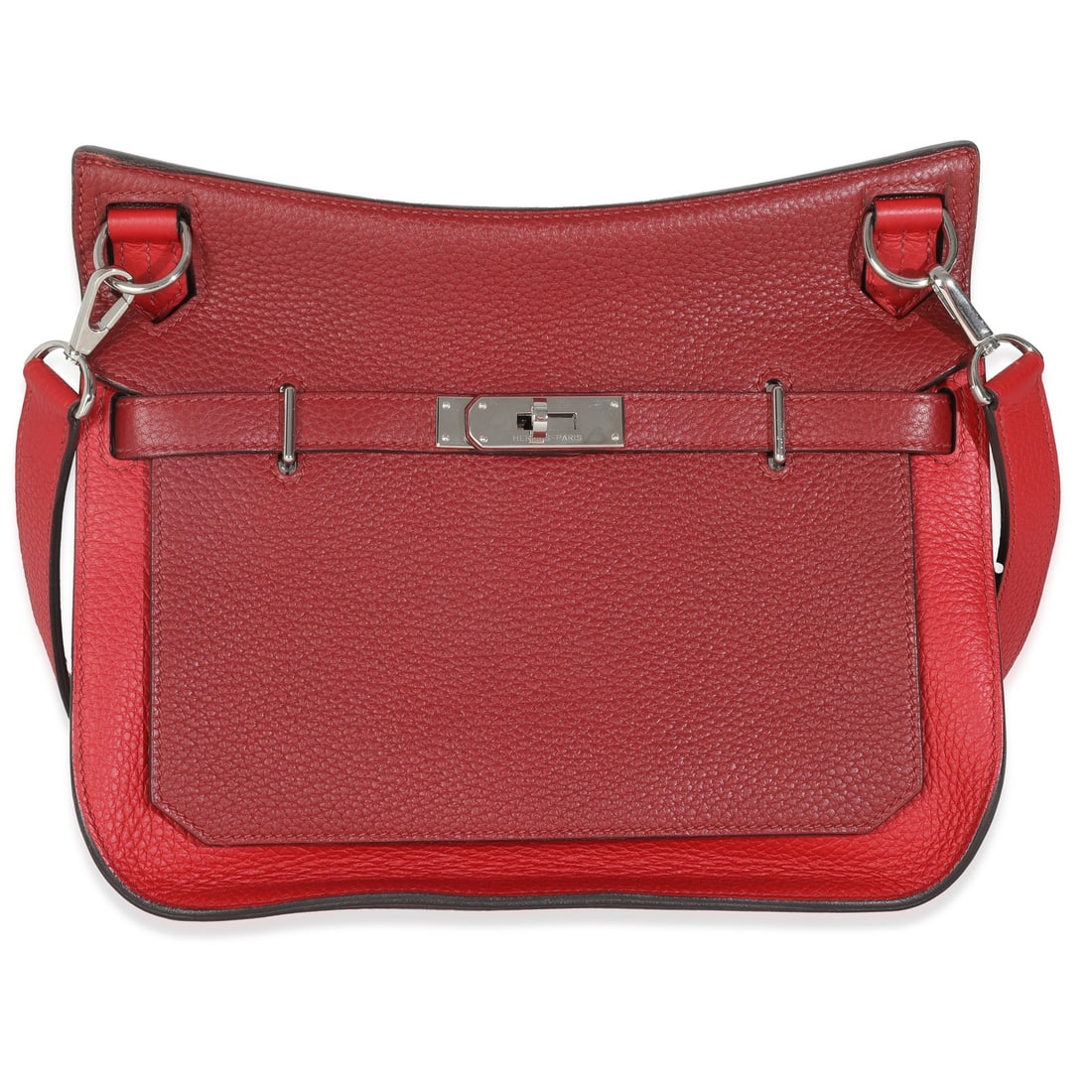 Hermes Jypsiere 28 Rouge Casaque Leather Shoulder Bag with Silver Hardware (1 of 10)