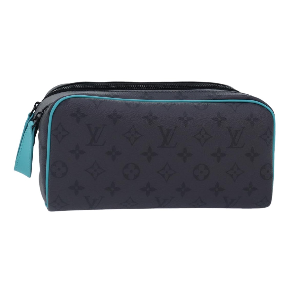 LOUIS VUITTON Monogram Eclipse Reverse Dopp Kit Bag Turquoise M11482 Authentic (1 of 18)