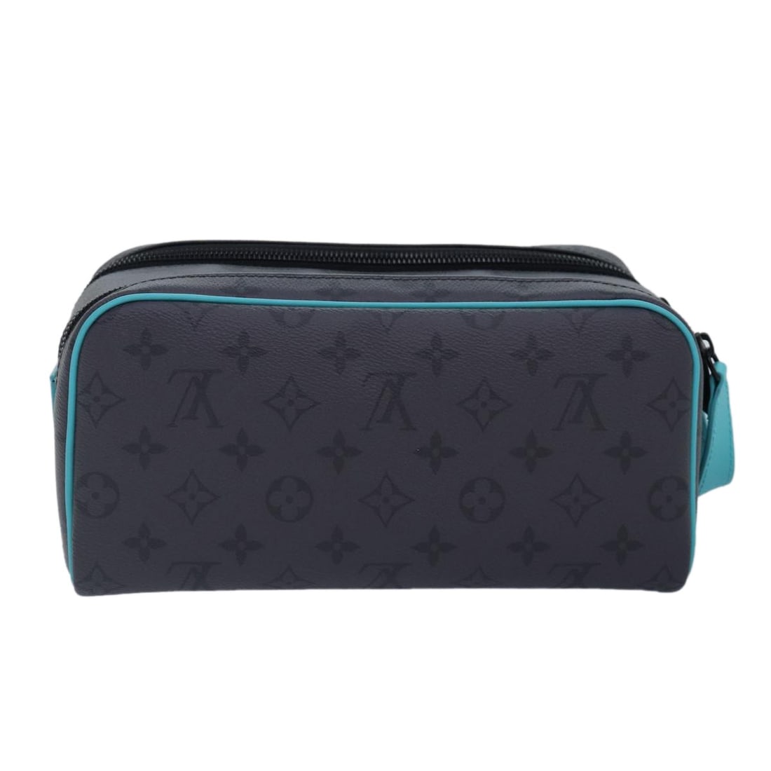 LOUIS VUITTON Monogram Eclipse Reverse Dopp Kit Bag Turquoise M11482 Authentic - 2