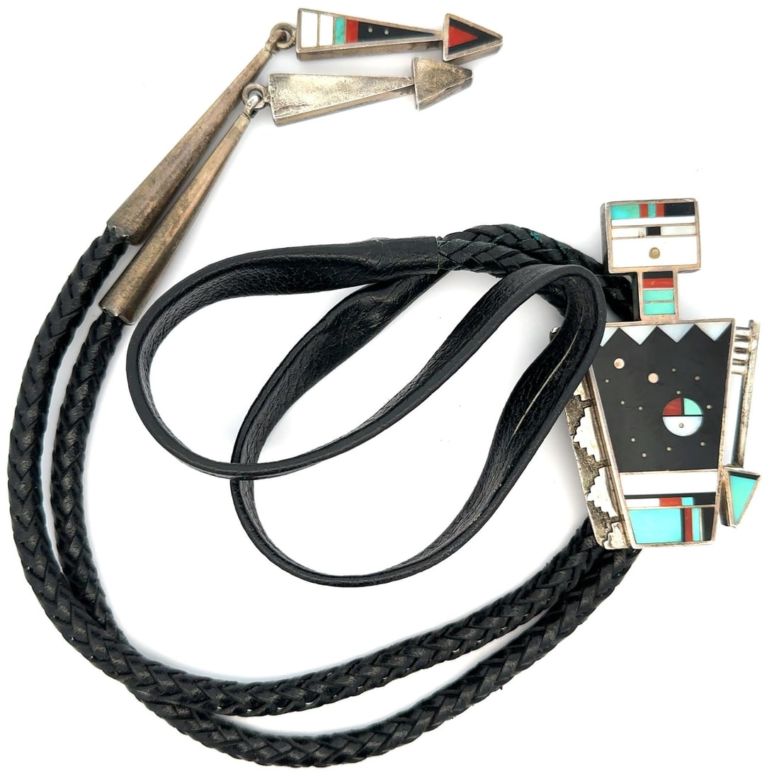 Sterling Silver Navajo Onyx Inlay Bolo Tie by Harold Smith (1 of 6)