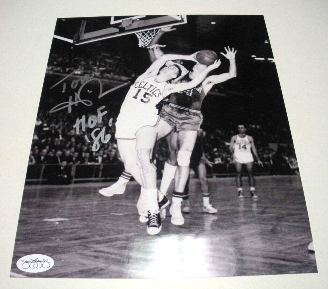 Tom Heinsohn Signed 8x10 Photo Boston Celtics HOF 1986 JSA COA: Tom Heinsohn Signed 8x10 Photo Boston Celtics HOF 1986 JSA COA This is an original 8x10 photo of Tom Heinsohn, a Hall of Famer from the Boston Celtics, who was inducted into the Hall of Fame in 1986.