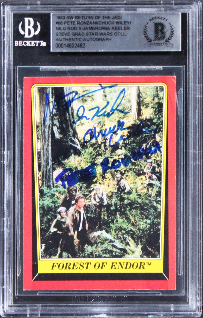 1983 Star Wars ROTJ #68 Signed Card by Ronzani Wiley Keeler BAS Authenticated: 1983 Star Wars ROTJ #68 Signed Card by Ronzani Wiley Keeler BAS Authenticated This is a 1983 Star Wars Return of the Jedi #68 trading card, personally signed by notable figures Pete Ronzani, Chuck Wil