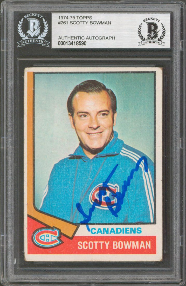Scotty Bowman Signed 1974 Topps #261 Card Beckett Authenticated (1 of 2)