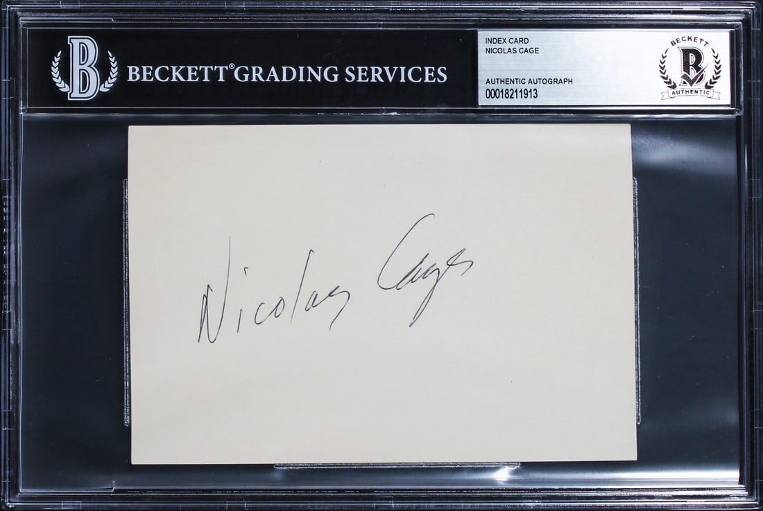 Nicolas Cage Face/Off Signed 4x6 Index Card Beckett Authenticated (1 of 2)