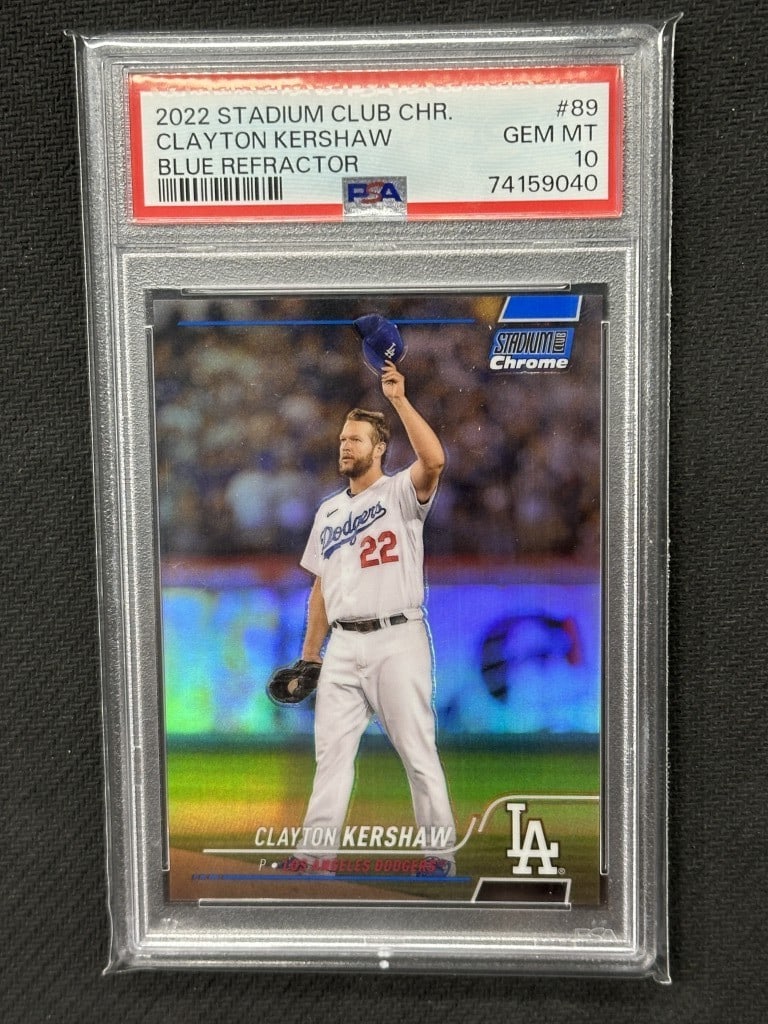 Clayton Kershaw 2022 Topps Stadium Club Chrome Blue Refractor PSA 10 #89 (1 of 2)