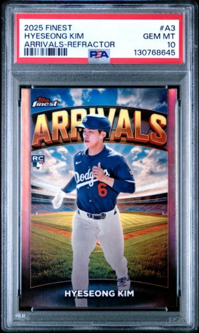PSA 10 Hyeseong Kim 2025 Topps Finest Rookie Arrivals Refractor #A3 Dodgers (1 of 2)