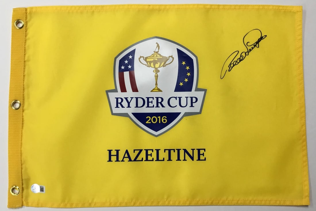 Bernhard Langer Signed 2016 Ryder Cup Flag Beckett Authenticated (1 of 4)