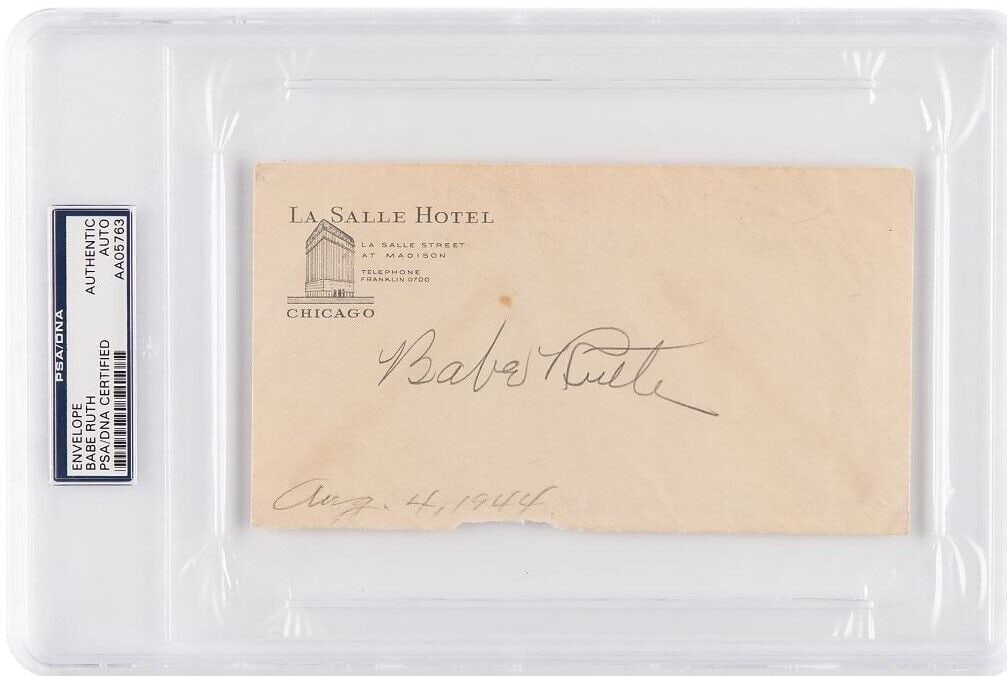 PSA DNA Certified Babe Ruth Signed La Salle Hotel Envelope Yankees 6.5 x 3.5 (1 of 3)