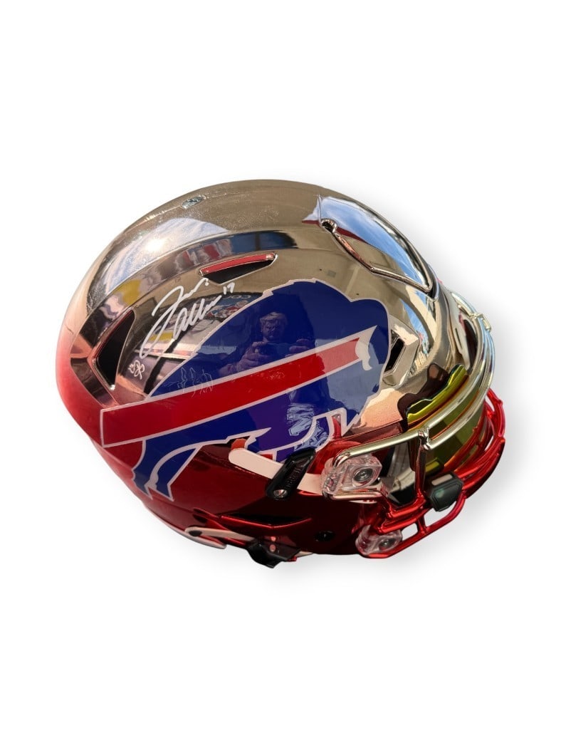 Full Size Chrome Buffalo Bills Helmet Signed by Josh Allen Beckett Authenticated (1 of 6)