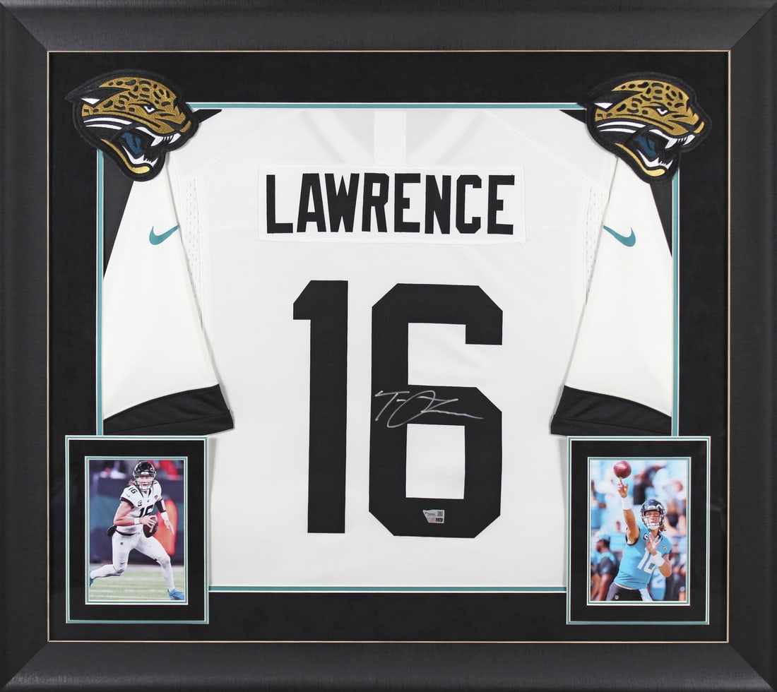 Trevor Lawrence Signed Jaguars White Nike Limited Framed Jersey (1 of 2)