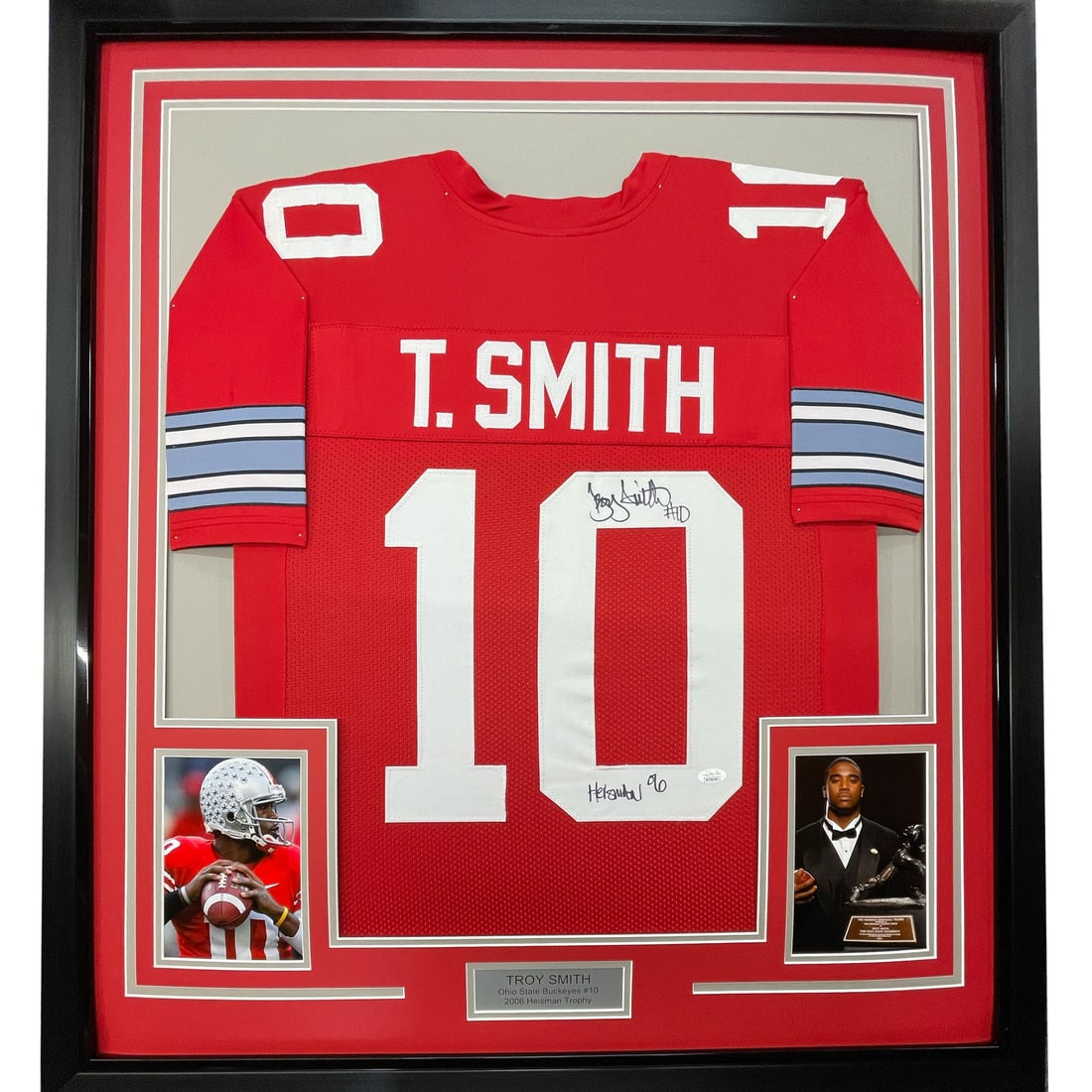Framed Autographed Troy Smith 2006 Heisman Jersey with JSA COA (1 of 3)
